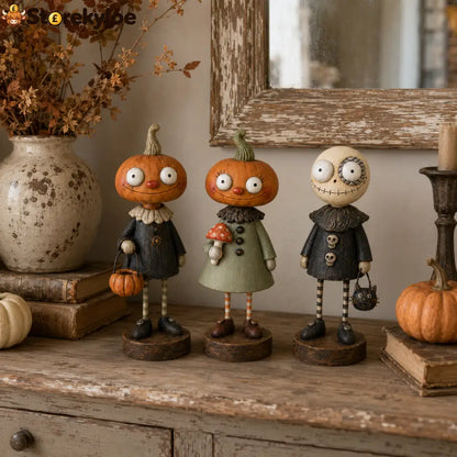 🎃Primitive Pumpkin Friends – Vintage Halloween Figurines Collection - 🔥3-Piece Set - Best Value（Only £13.3 each!）