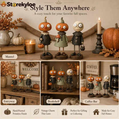 Primitive Pumpkin Friends – Vintage Halloween Figurines Collection