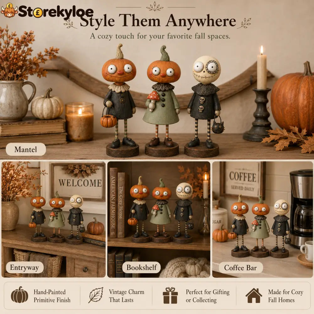 🎃Primitive Pumpkin Friends – Vintage Halloween Figurines Collection