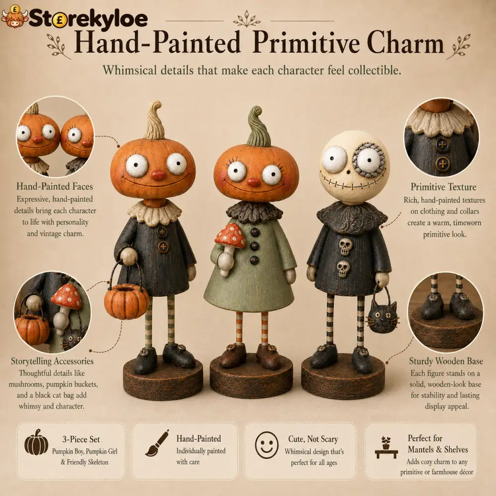🎃Primitive Pumpkin Friends – Vintage Halloween Figurines Collection