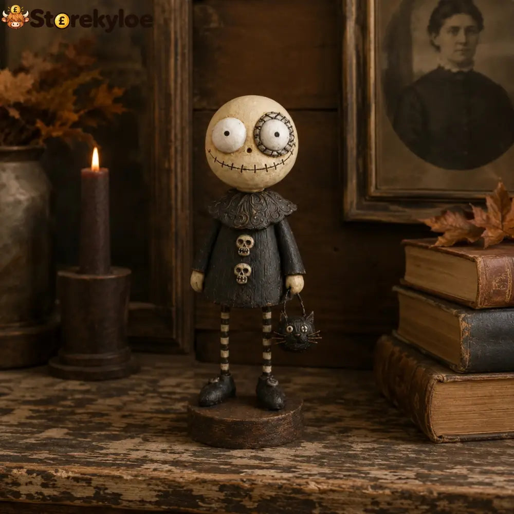 Primitive Pumpkin Friends – Vintage Halloween Figurines Collection - Friendly Skeleton