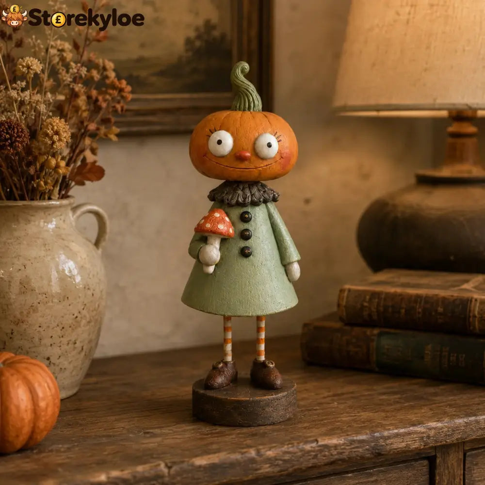 Primitive Pumpkin Friends – Vintage Halloween Figurines Collection - Pumpkin Girl