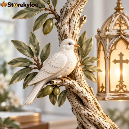 Promise Of Peace™ – Lighted Olive Tree With White Dove & Hanging Cross Lantern | Christian Faith Home Decor 🕊️✨