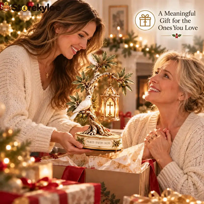 Promise Of Peace™ – Lighted Olive Tree With White Dove & Hanging Cross Lantern | Christian Faith Home Decor 🕊️✨