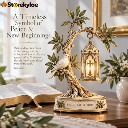Promise Of Peace™ – Lighted Olive Tree With White Dove & Hanging Cross Lantern | Christian Faith Home Decor 🕊️✨