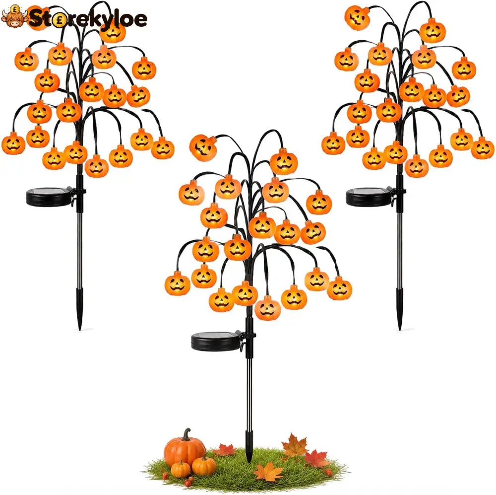 🎃Pumpkin Solar Branch Lights 20 LED Twinkling Halloween Waterproof Outdoor Stake Decor for Yard Garden Patio