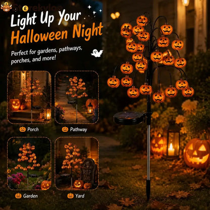 🎃Pumpkin Solar Branch Lights 20 LED Twinkling Halloween Waterproof Outdoor Stake Decor for Yard Garden Patio