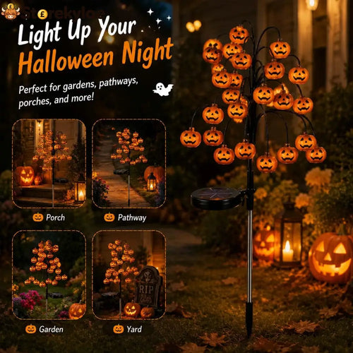 🎃Pumpkin Solar Branch Lights 20 LED Twinkling Halloween Waterproof Outdoor Stake Decor for Yard Garden Patio