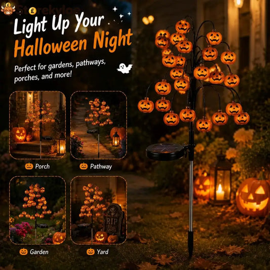 🎃Pumpkin Solar Branch Lights 20 LED Twinkling Halloween Waterproof Outdoor Stake Decor for Yard Garden Patio
