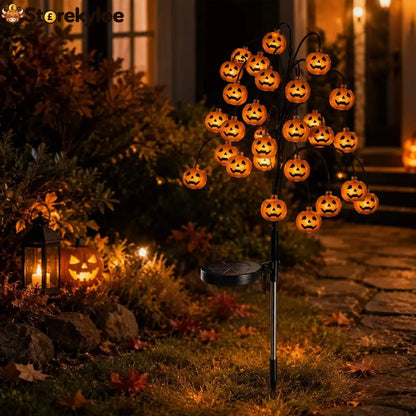 🎃Pumpkin Solar Branch Lights 20 LED Twinkling Halloween Waterproof Outdoor Stake Decor for Yard Garden Patio - 1PC