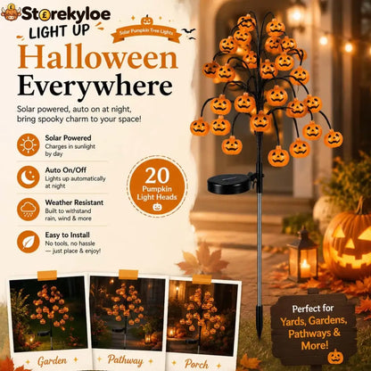 🎃Pumpkin Solar Branch Lights 20 LED Twinkling Halloween Waterproof Outdoor Stake Decor for Yard Garden Patio