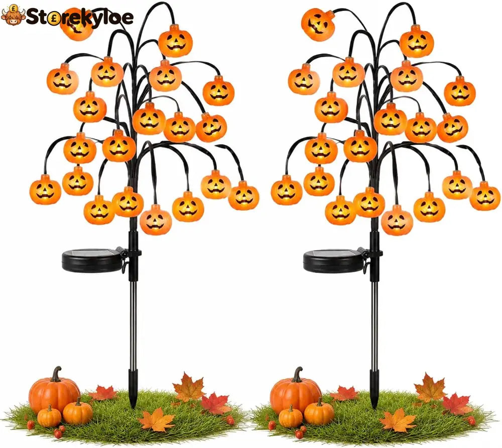 🎃Pumpkin Solar Branch Lights 20 LED Twinkling Halloween Waterproof Outdoor Stake Decor for Yard Garden Patio - 2PCS
