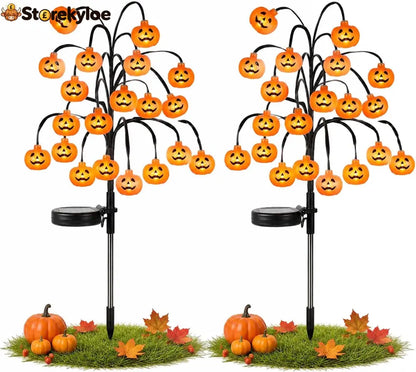🎃Pumpkin Solar Branch Lights 20 LED Twinkling Halloween Waterproof Outdoor Stake Decor for Yard Garden Patio - 2PCS