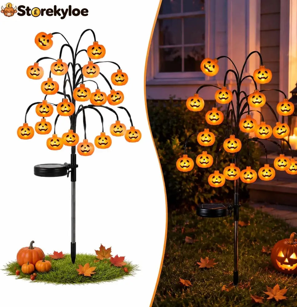🎃Pumpkin Solar Branch Lights 20 LED Twinkling Halloween Waterproof Outdoor Stake Decor for Yard Garden Patio