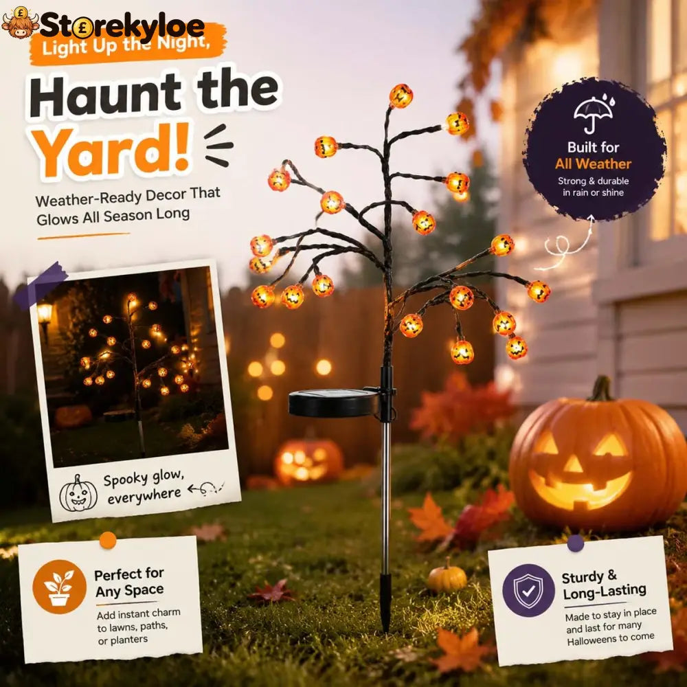 🎃Pumpkin Solar Branch Lights 20 LED Twinkling Halloween Waterproof Outdoor Stake Decor for Yard Garden Patio