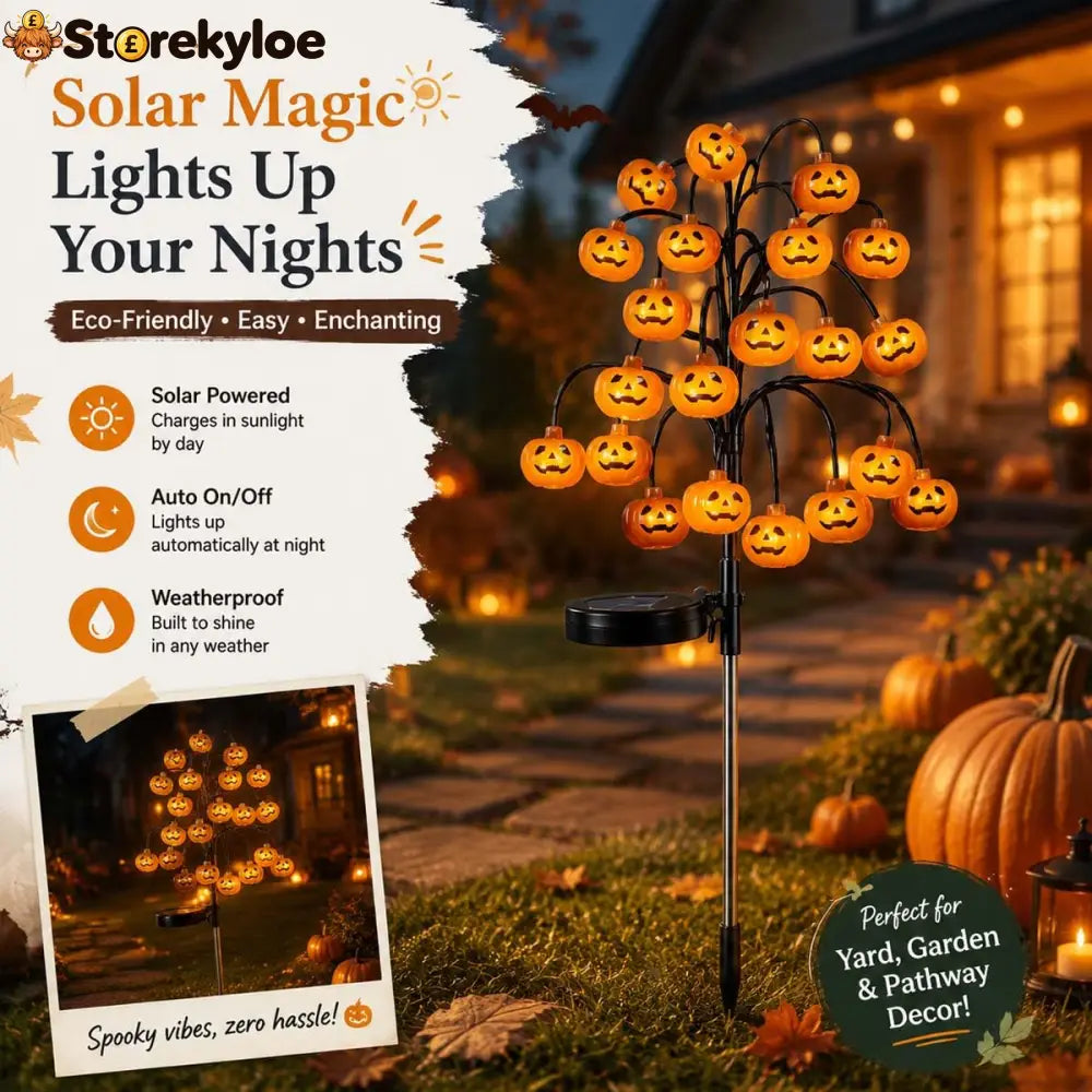 🎃Pumpkin Solar Branch Lights 20 LED Twinkling Halloween Waterproof Outdoor Stake Decor for Yard Garden Patio
