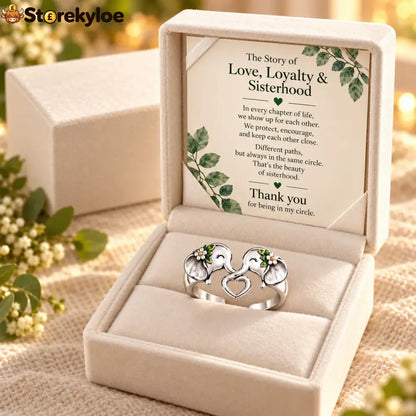 🐘 Pure Silver Elephant Heart Ring – Meaningful Sisterhood & Best Friend Gift With Message Card