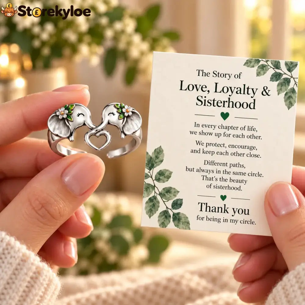 🐘 Pure Silver Elephant Heart Ring – Meaningful Sisterhood & Best Friend Gift With Message Card