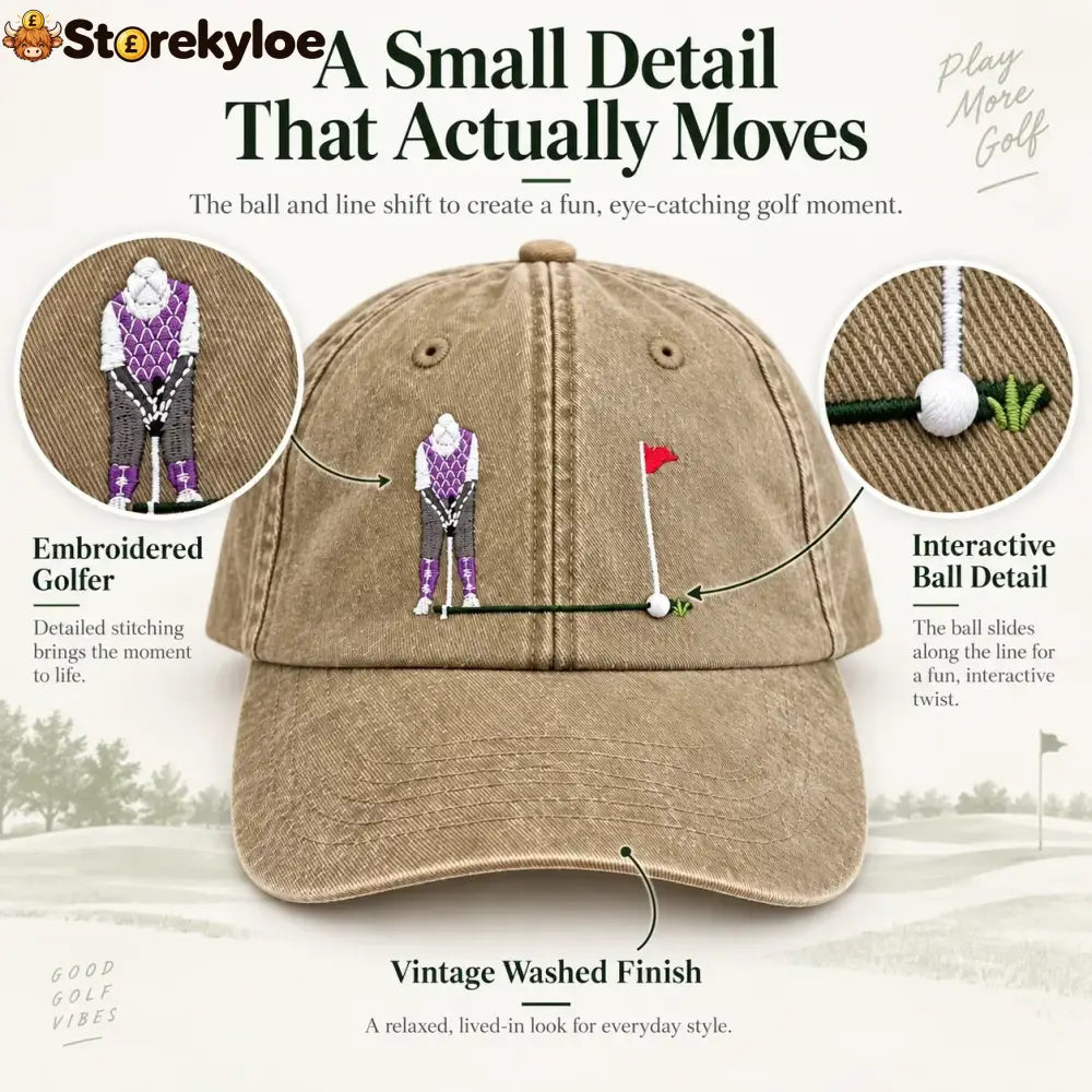 ⛳ Putt It In! Interactive Golf Cap – Vintage Washed Moving Ball Hat