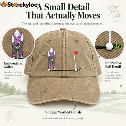 ⛳ Putt It In! Interactive Golf Cap – Vintage Washed Moving Ball Hat