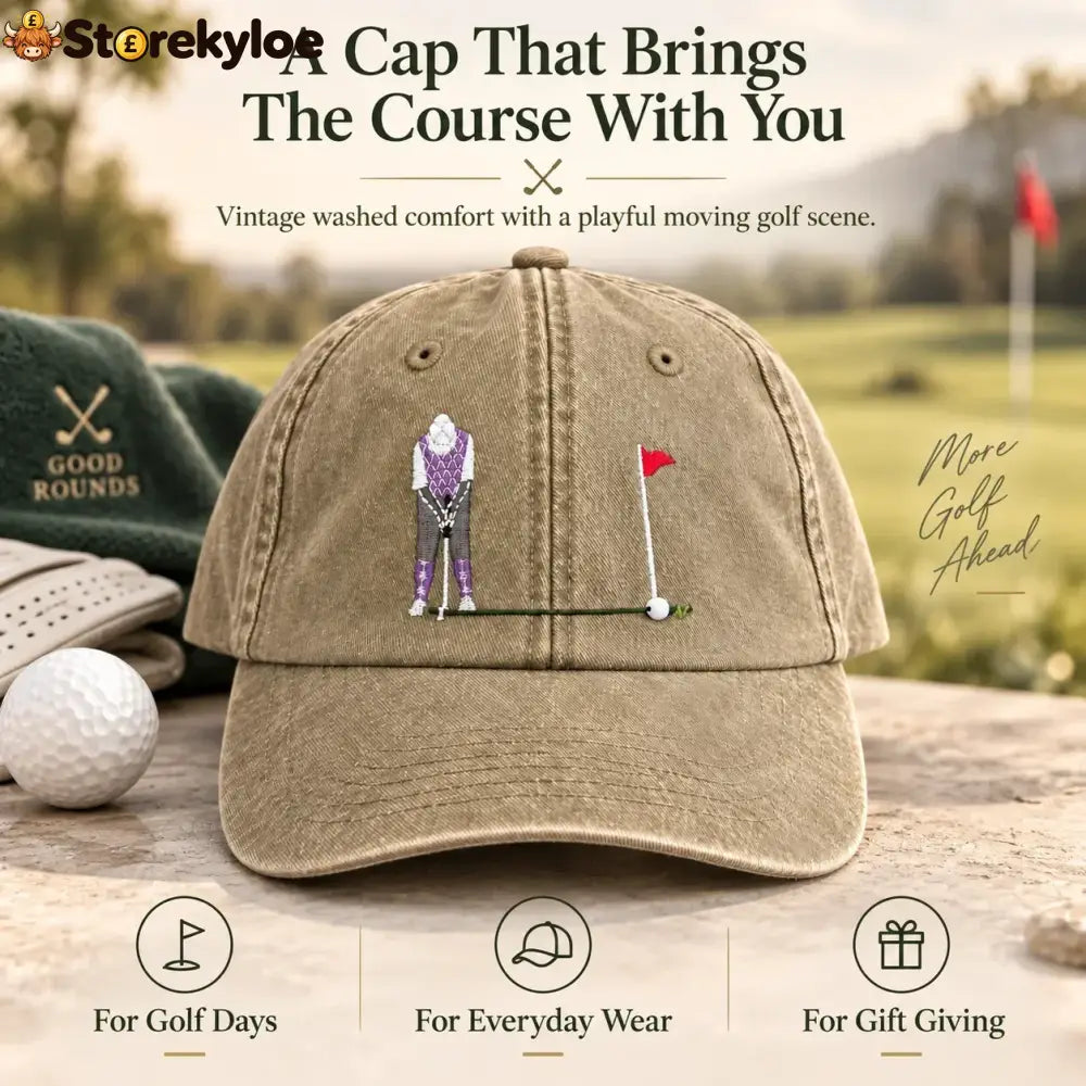 ⛳ Putt It In! Interactive Golf Cap – Vintage Washed Moving Ball Hat