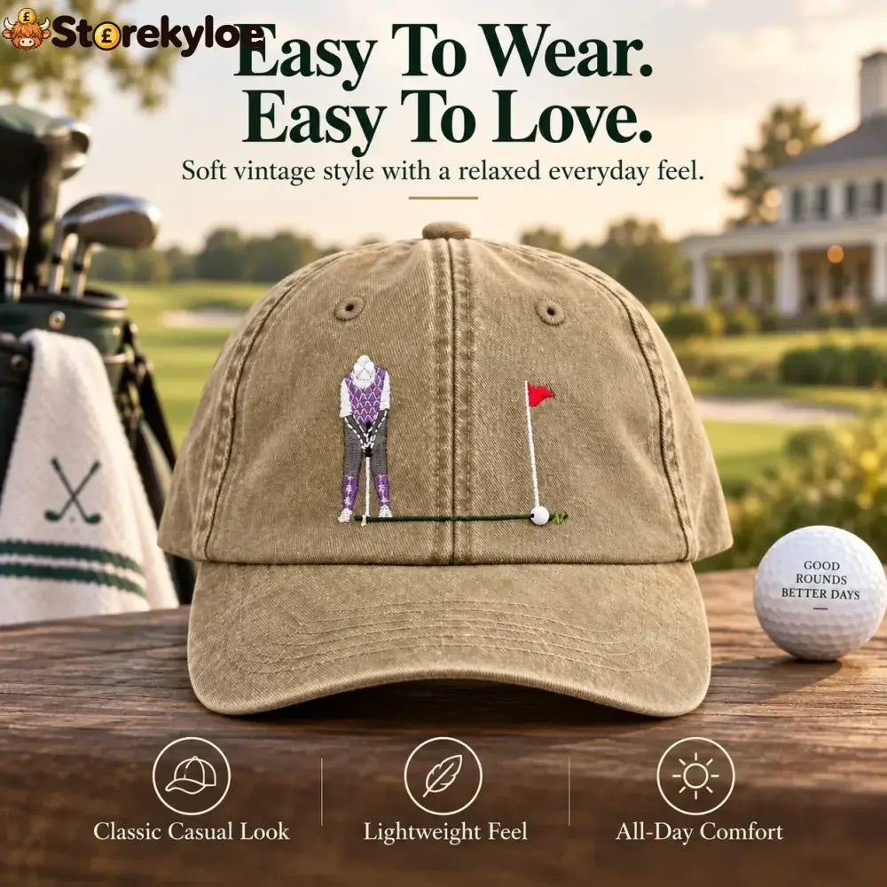 ⛳ Putt It In! Interactive Golf Cap – Vintage Washed Moving Ball Hat