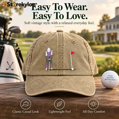 ⛳ Putt It In! Interactive Golf Cap – Vintage Washed Moving Ball Hat