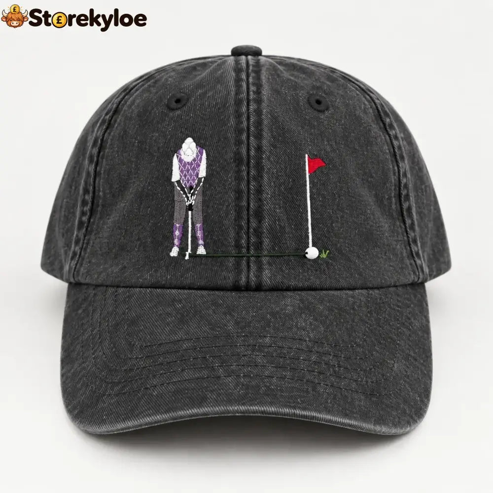 ⛳ Putt It In! Interactive Golf Cap – Vintage Washed Moving Ball Hat - Washed Black