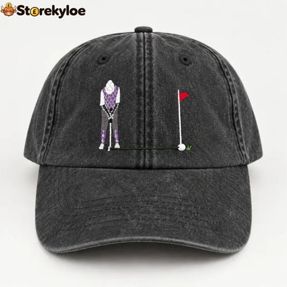 ⛳ Putt It In! Interactive Golf Cap – Vintage Washed Moving Ball Hat - Washed Black