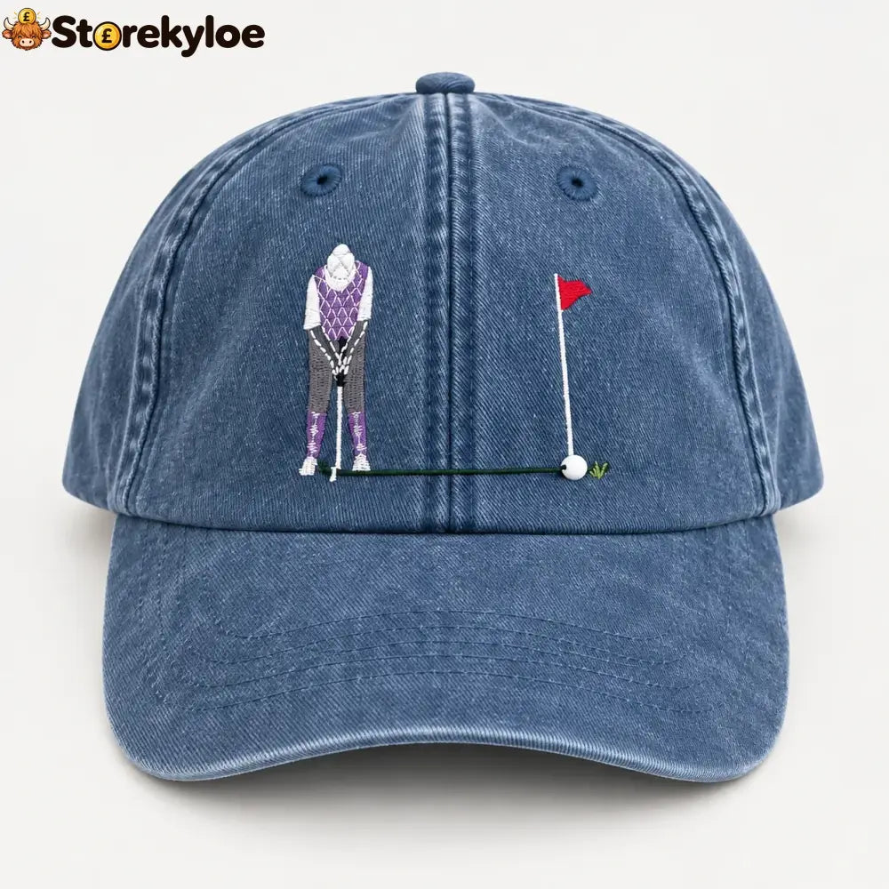 ⛳ Putt It In! Interactive Golf Cap – Vintage Washed Moving Ball Hat - Vintage Blue