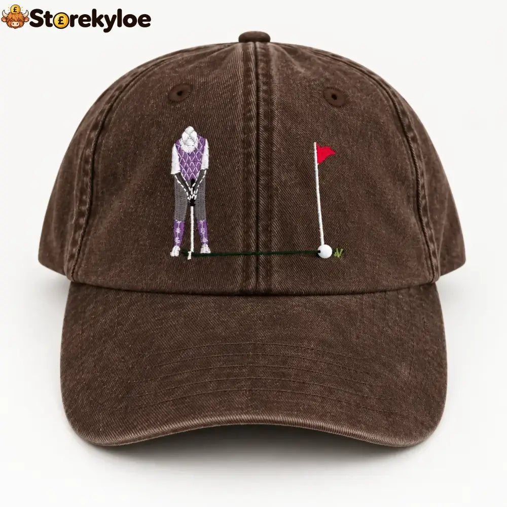 ⛳ Putt It In! Interactive Golf Cap – Vintage Washed Moving Ball Hat - Dark Brown