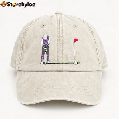 ⛳ Putt It In! Interactive Golf Cap – Vintage Washed Moving Ball Hat - Vintage White