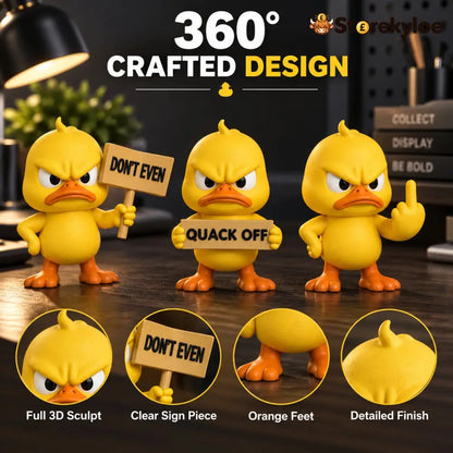 Quacko Angry Duck Collection – Sarcastic Desk Figurines Funny Decor for Office Workspace & Home Shelves