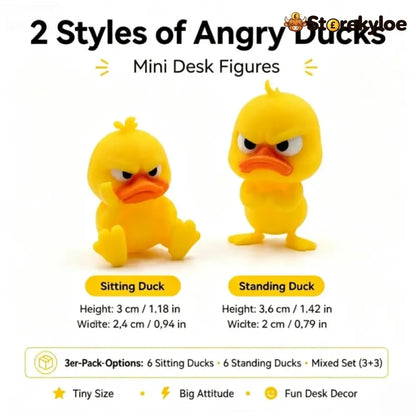 Quacko Angry Duck Collection – Sarcastic Desk Figurines Funny Decor for Office Workspace & Home Shelves - Sitting