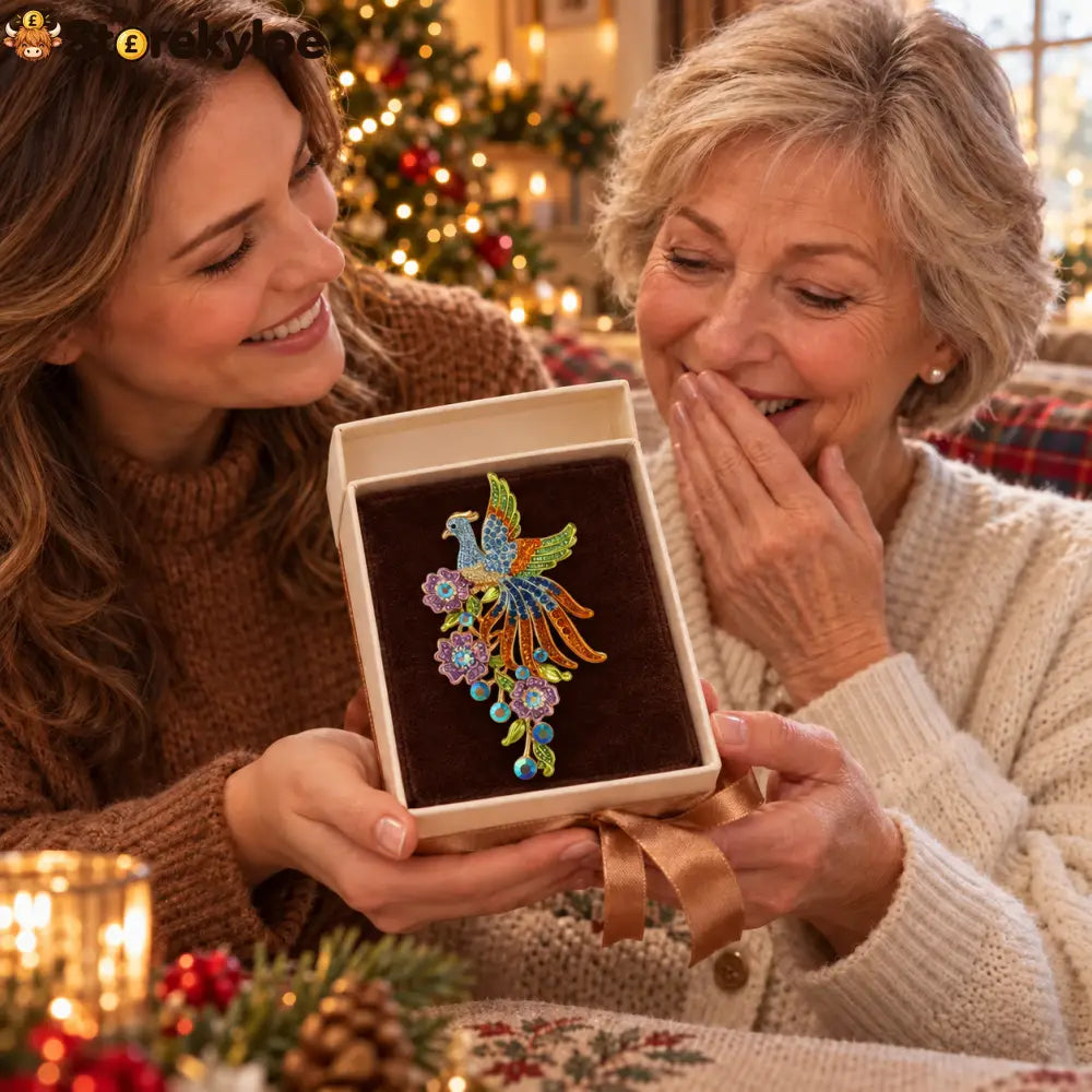 ⏳ LIMITED‑TIME FREE SHIPPING OVER £20 🦚💐rainbow Phoenix & Floral Crystal‑encrusted Vintage Brooch 🦚💐