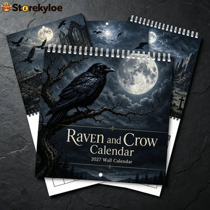 🐦‍⬛Raven & Crow 2027 Wall Calendar, 12 Months of Moonlit Gothic Art🖤 - New year