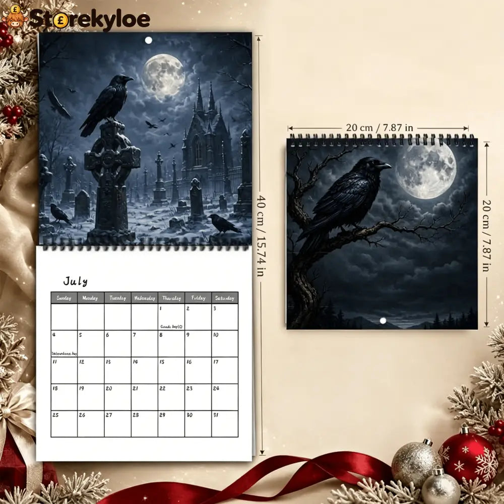 🐦‍⬛Raven & Crow 2027 Wall Calendar, 12 Months of Moonlit Gothic Art🖤 - New year