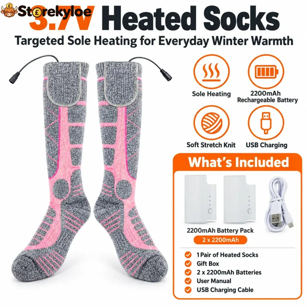 🔥 Rechargeable Heated Socks – Say Goodbye To Cold Feet In Minutes - Pink
