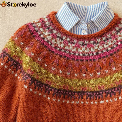 Red-Chic Vintage Knit Sweater