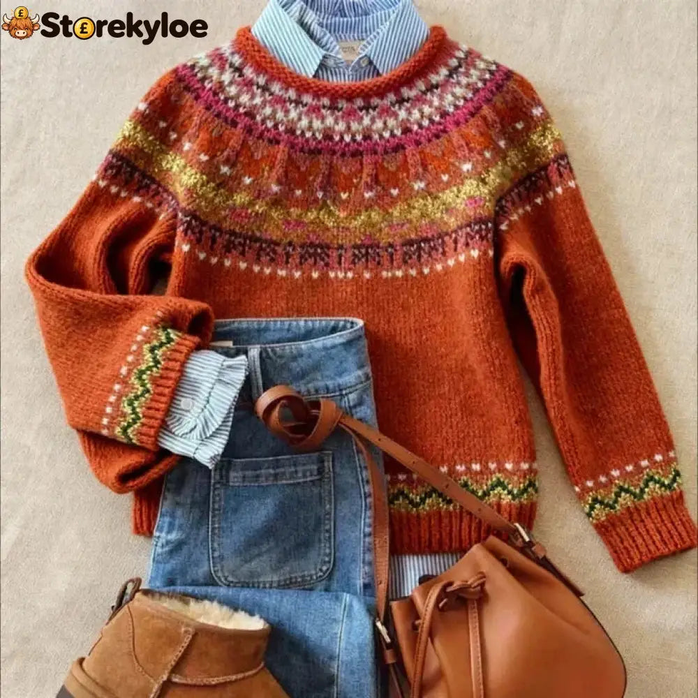 Red-Chic Vintage Knit Sweater - Red / S