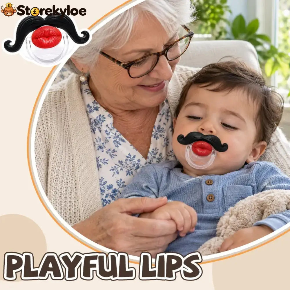 Red Lips and Mustache Baby Pacifier