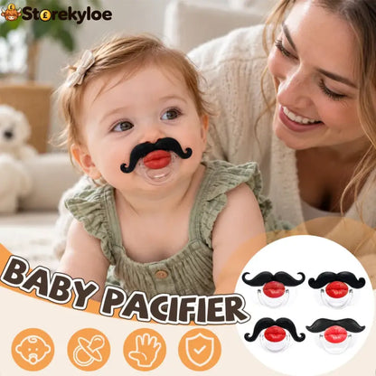 Red Lips and Mustache Baby Pacifier