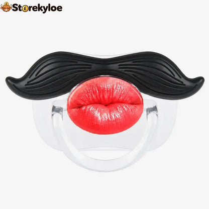 Red Lips and Mustache Baby Pacifier - Red Lip Gentleman Hu