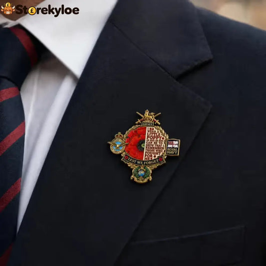 🌺🎖️ Remembrance Tribute Metal Badge, 3D Enamel Poppy Badge with Heritage-Inspired Design