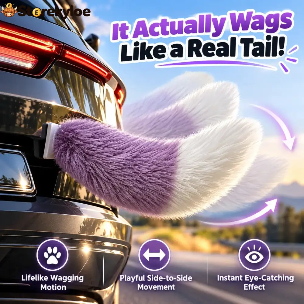 🐾 Remote Control Moving Car Tail – Usb Rechargeable Fluffy Vehicle Decoration