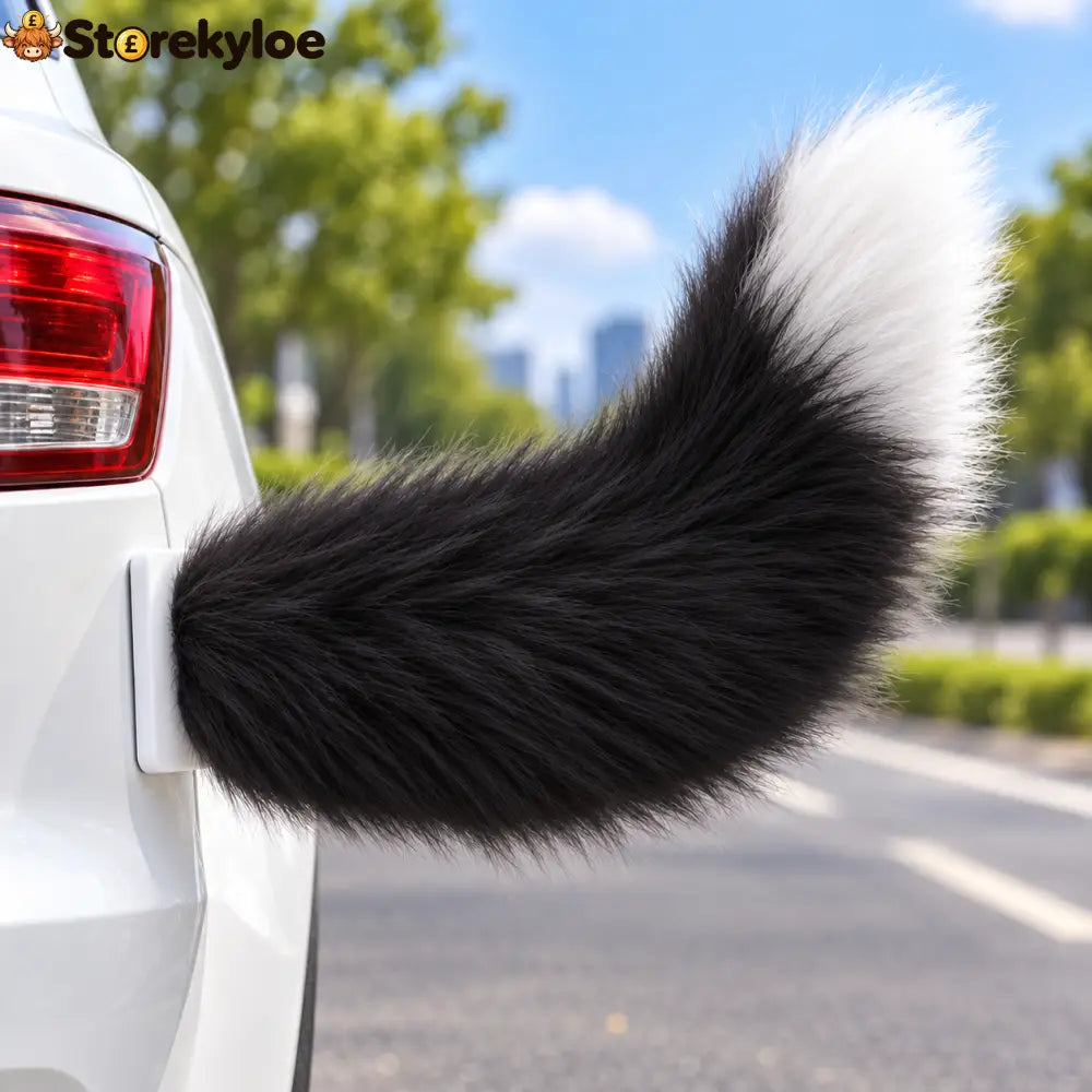 🐾 Remote Control Moving Car Tail – Usb Rechargeable Fluffy Vehicle Decoration - Black