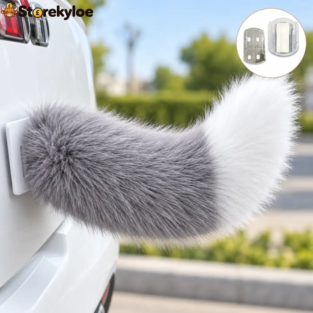 🐾 Remote Control Moving Car Tail – Usb Rechargeable Fluffy Vehicle Decoration - Gray