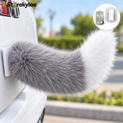 🐾 Remote Control Moving Car Tail – Usb Rechargeable Fluffy Vehicle Decoration - Gray