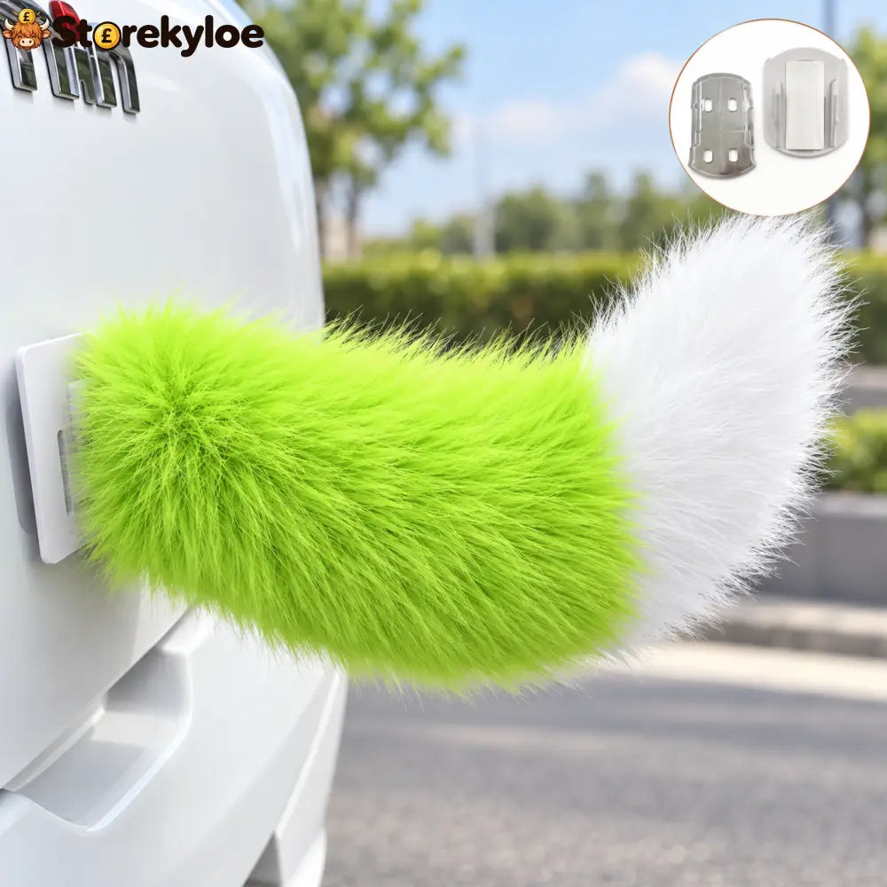 🐾 Remote Control Moving Car Tail – Usb Rechargeable Fluffy Vehicle Decoration - green