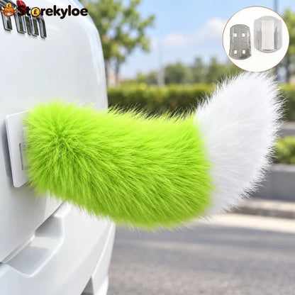 🐾 Remote Control Moving Car Tail – Usb Rechargeable Fluffy Vehicle Decoration - green